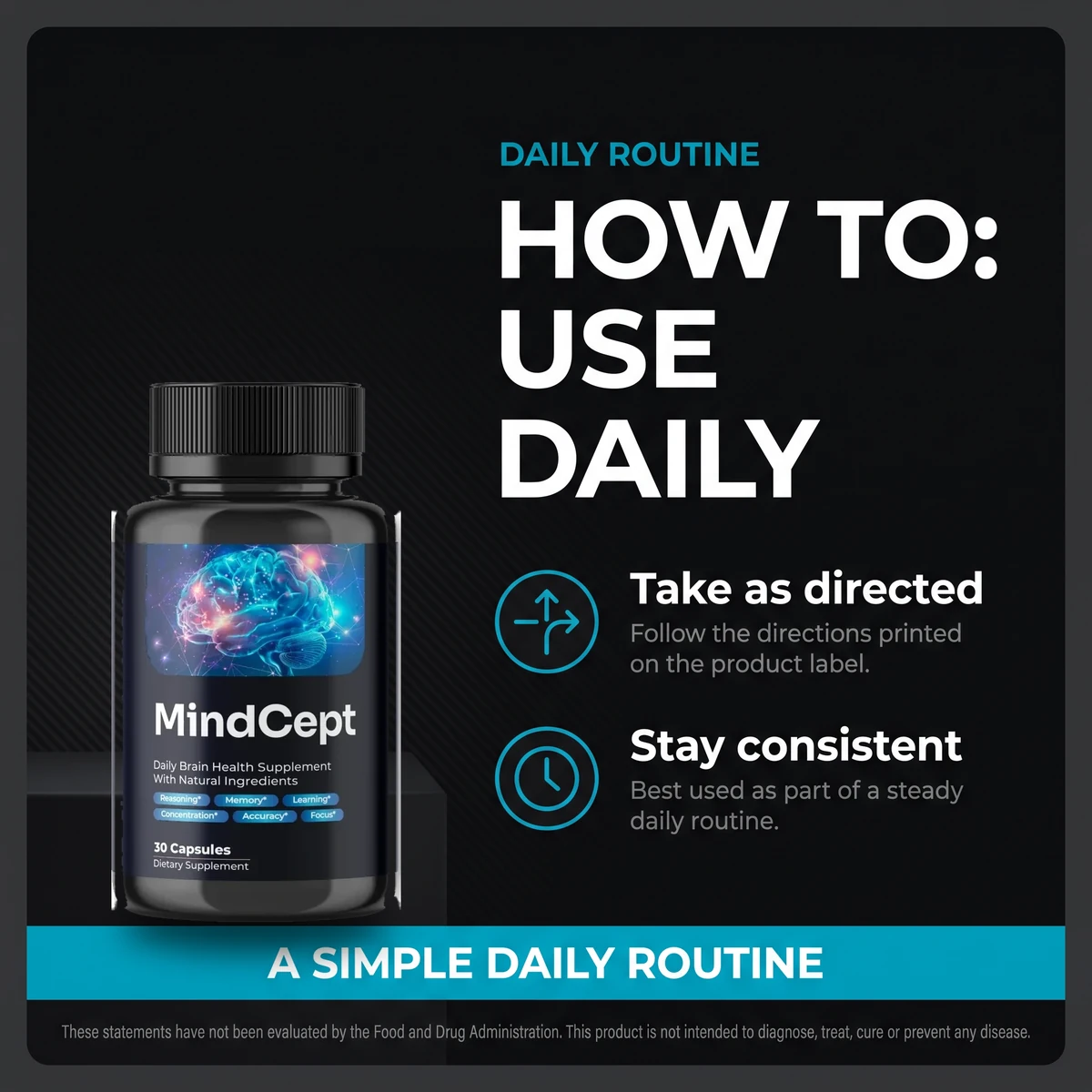 How to use Mindcept daily: one capsule with a meal, taken consistently